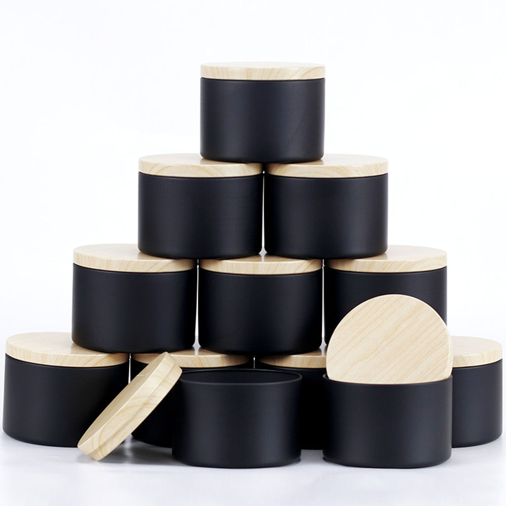 Candle Making Jars With Lids - 24 adet 4 oz Siyah Mum