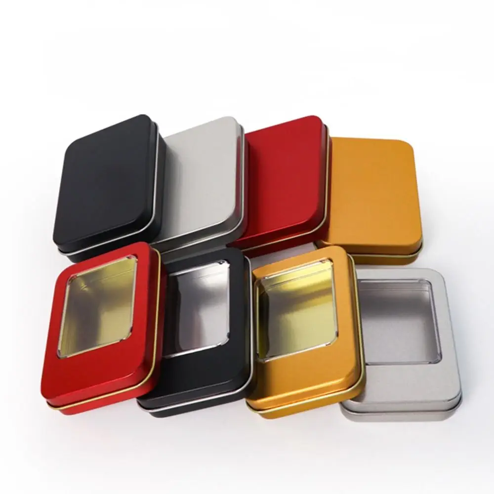 Tin Container Lid - Şeffaf Kapaklı, Çok Renkli Teneke Kutu,