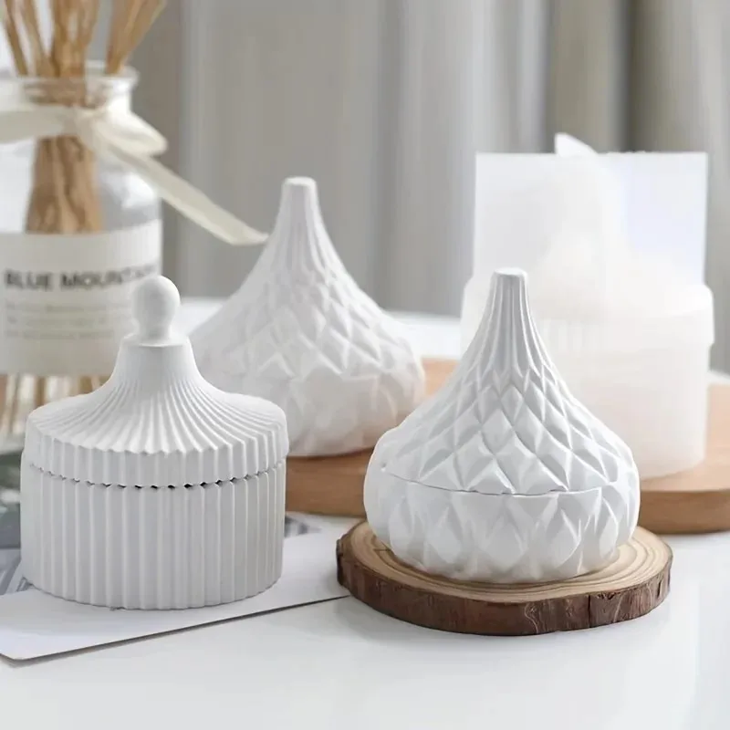 Candle Making Jars With Lids - 2 adet silikon mumluk kalıbı, kapaklı,