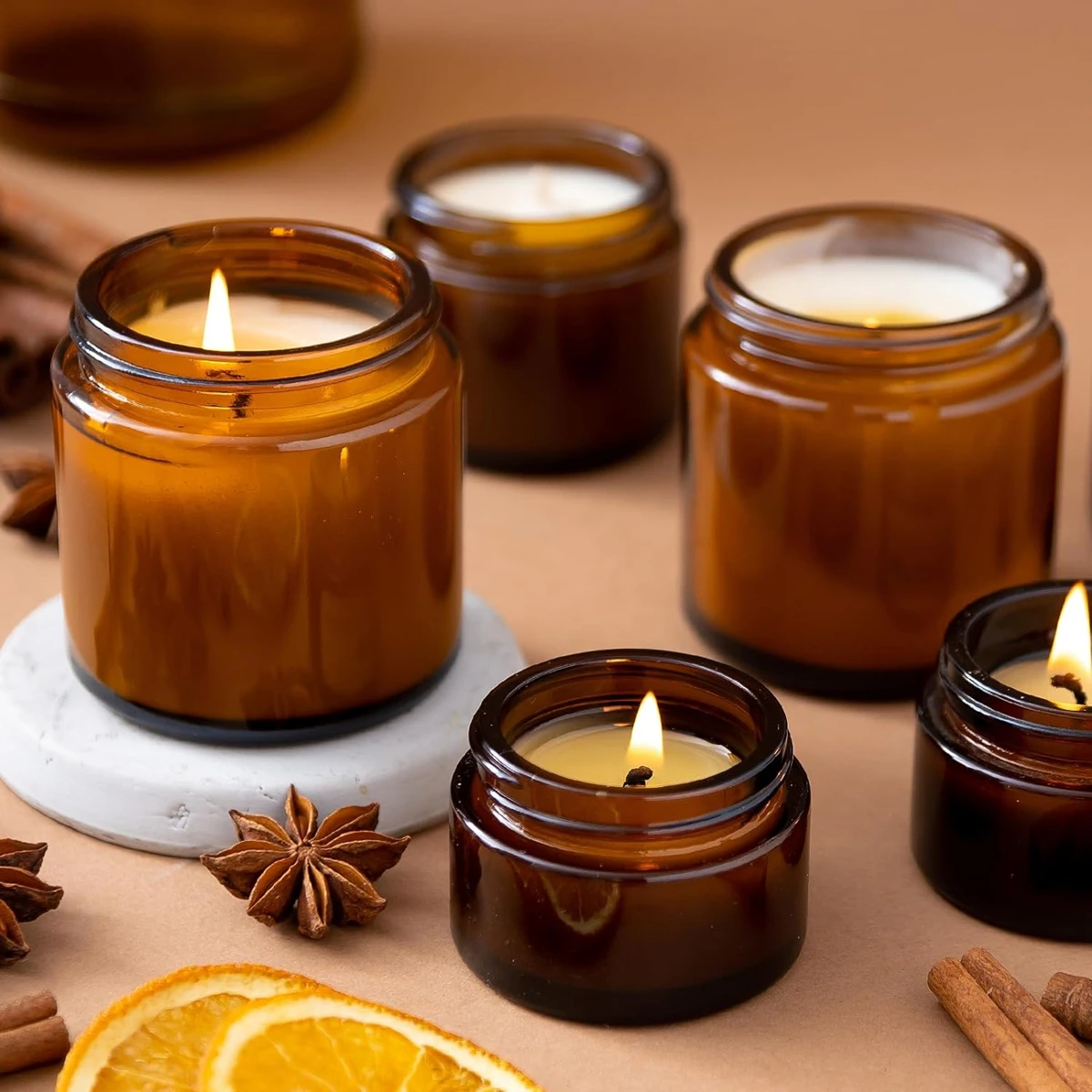 Cam Mum Kavanozları, 4oz Amber - Candle Making Jars With Lids incelemesi ve fiyatı