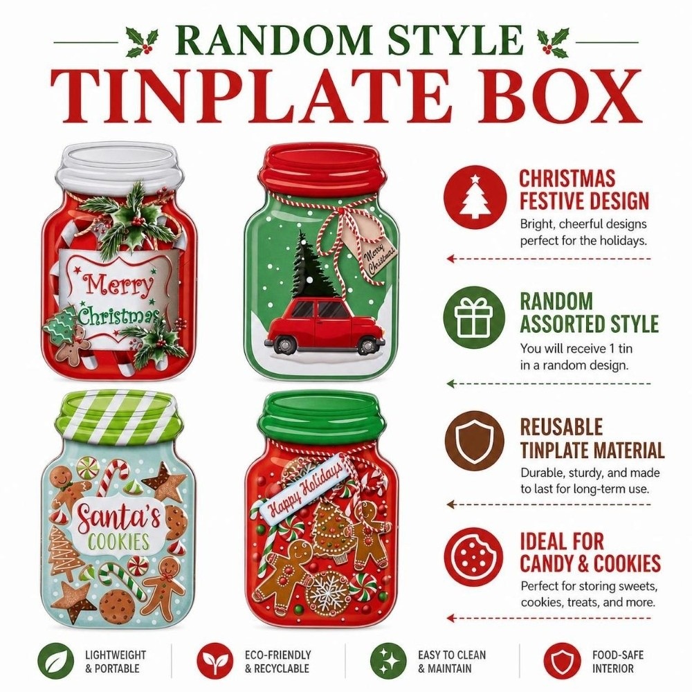 Kapaklı Metal Noel Teneke Kutu - Tin Container Lid incelemesi ve fiyatı